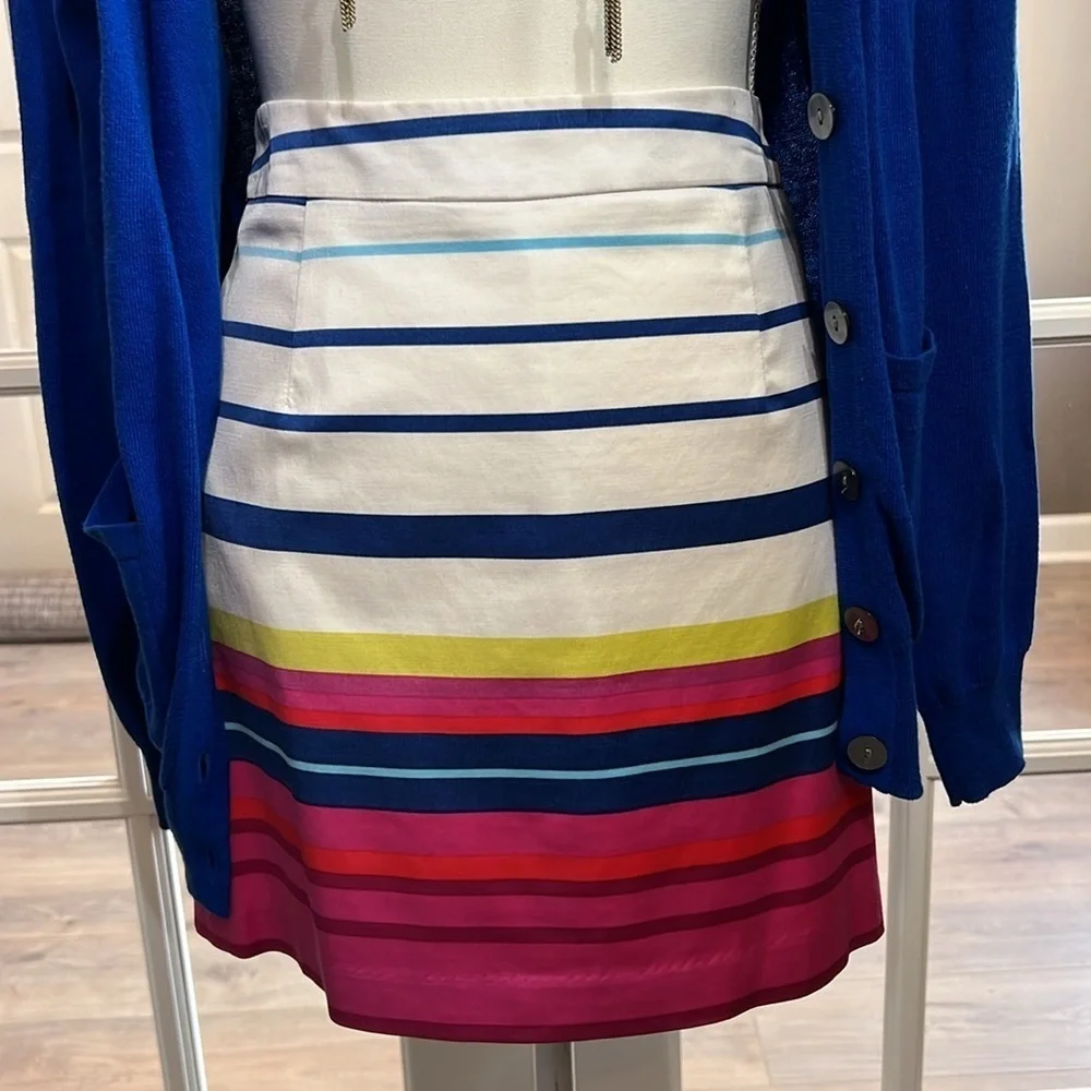 TART White Pink Blue Striped Mini Skirt Size Medium Preppy